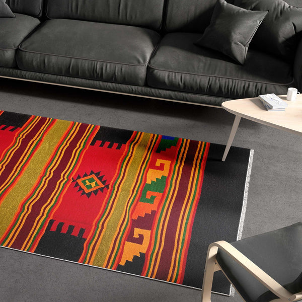 Tribal Multi Colored Hand Loomed Floor Rug - Wowvious