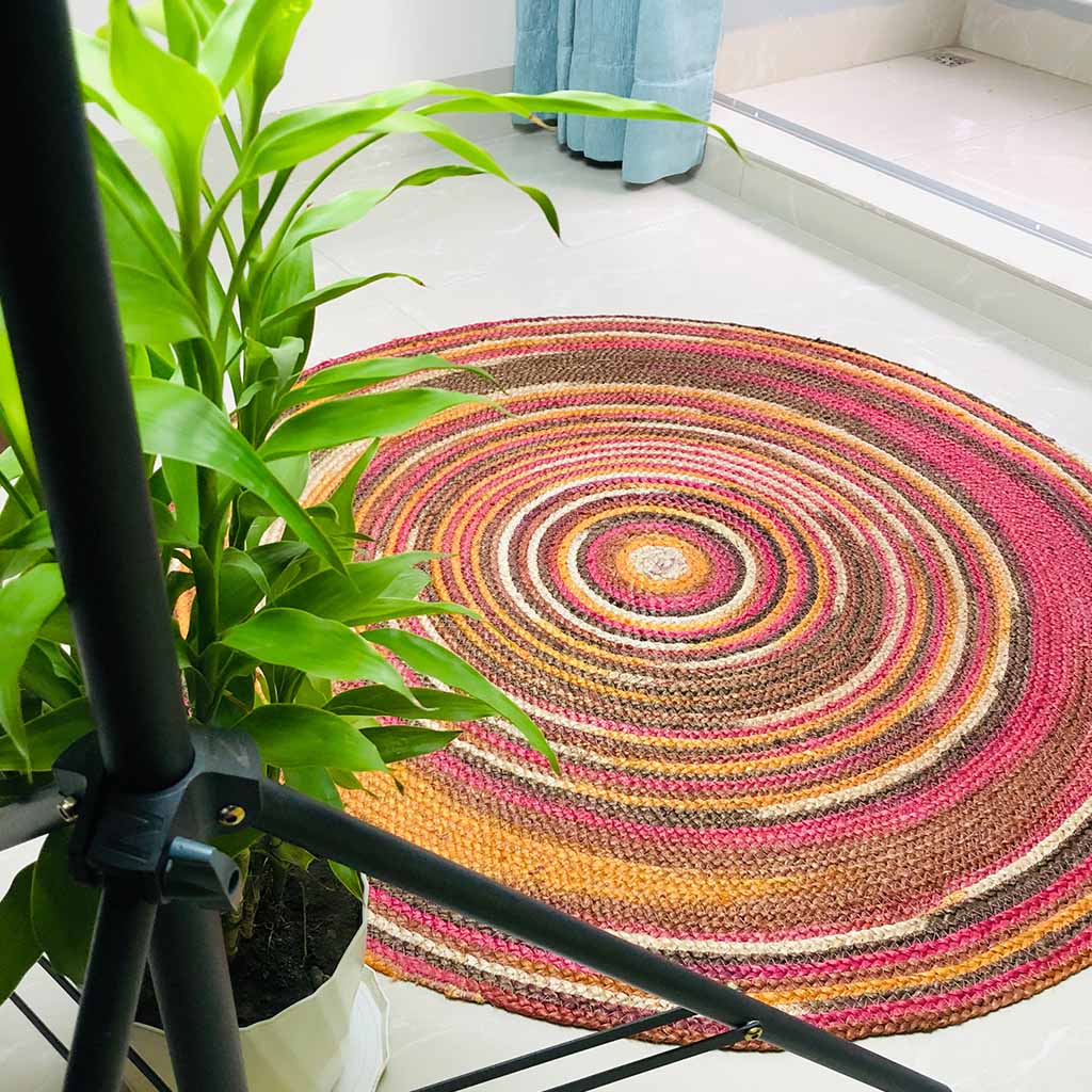 Como Jute Rug Hand Braided Round Area Rug Handmade Rug for Home Decor (3 Feet Round) - Wowvious