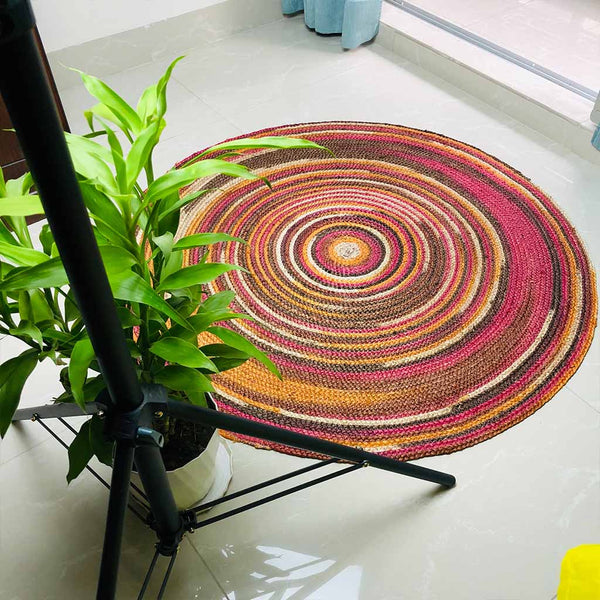 Como Jute Rug Hand Braided Round Area Rug Handmade Rug for Home Decor (3 Feet Round) - Wowvious