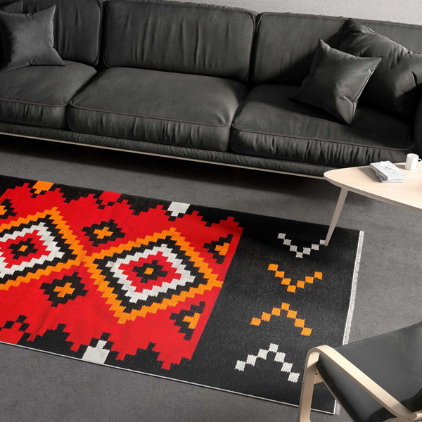 Bohemian Style Multi Textured Colourful Hand Loomed Shatranji Rug For Attractive Home Decoration - Wowvious
