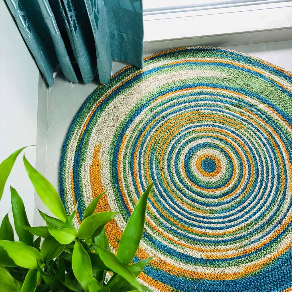 Boho Jute Rug Hand Braided Round Area Rug Handmade Rug for Home Decor (3 Feet Round) - Wowvious