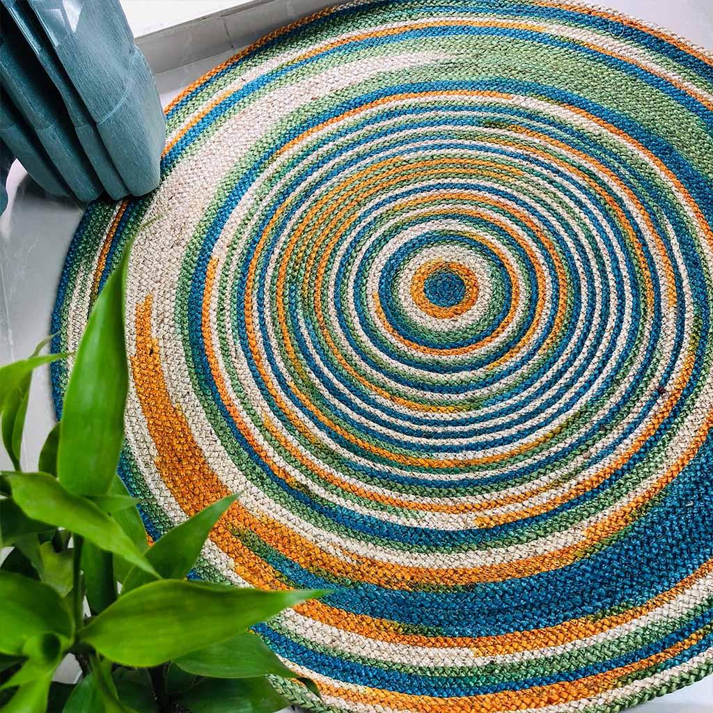 Boho Jute Rug Hand Braided Round Area Rug Handmade Rug for Home Decor (3 Feet Round) - Wowvious