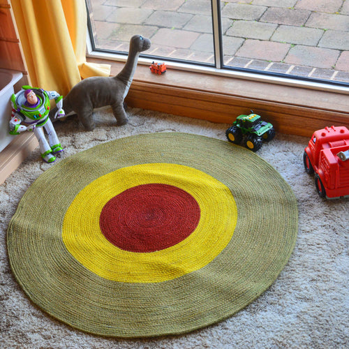 Polka Dot Hand Woven Round Natural Jute Rug - Wowvious