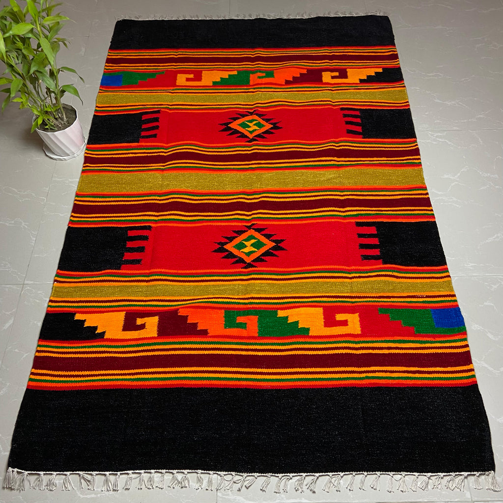 Tribal Multi Colored Hand Loomed Floor Rug - Wowvious